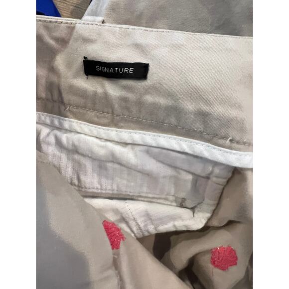 Talbots Signature Pink Scallop Shell Embroidered Summer Khaki Pants 8 - Picture 6 of 7
